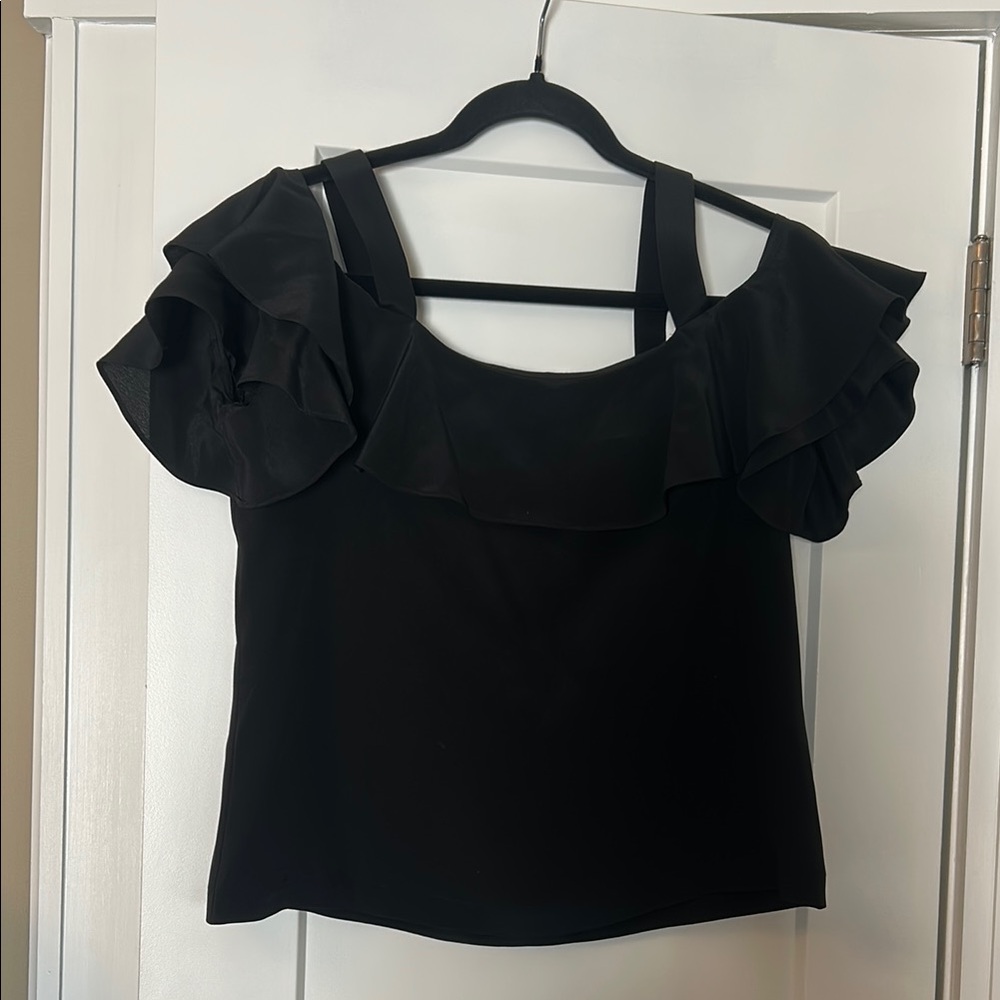 Elegant Black Ruffle Off-Shoulder Top